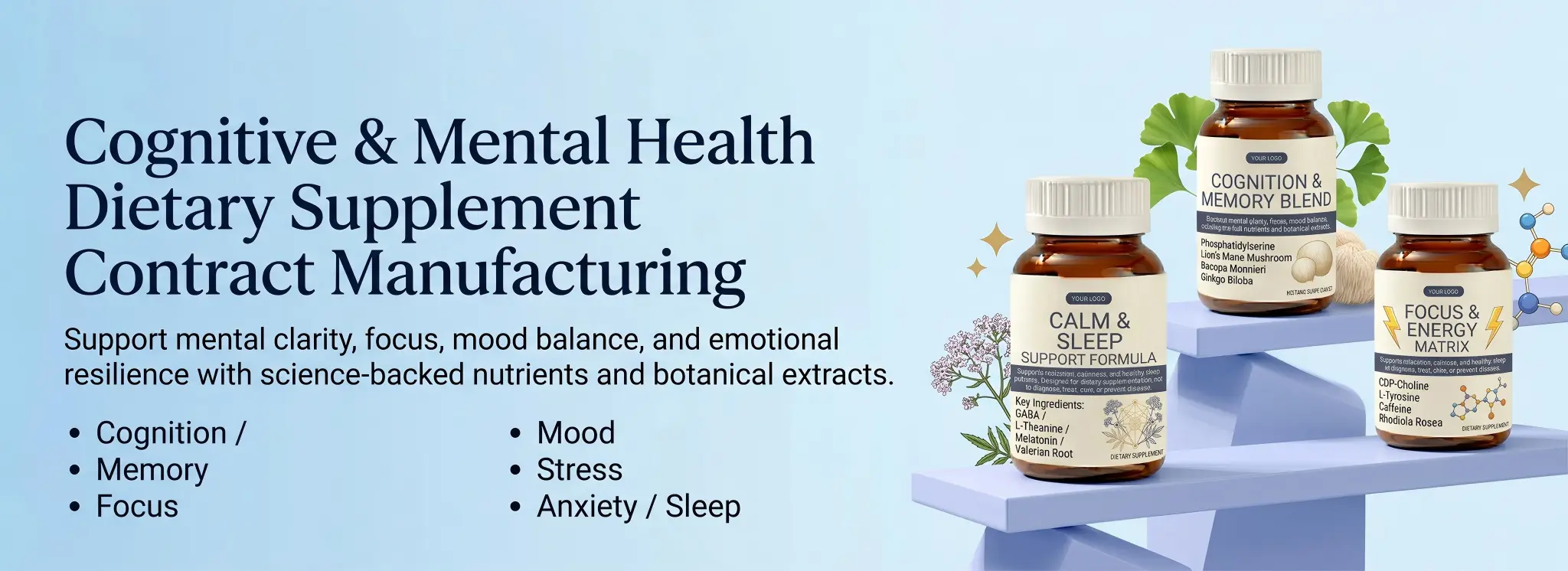 Cognitive Mental Health Dietary Supplement Contract Manufacturing