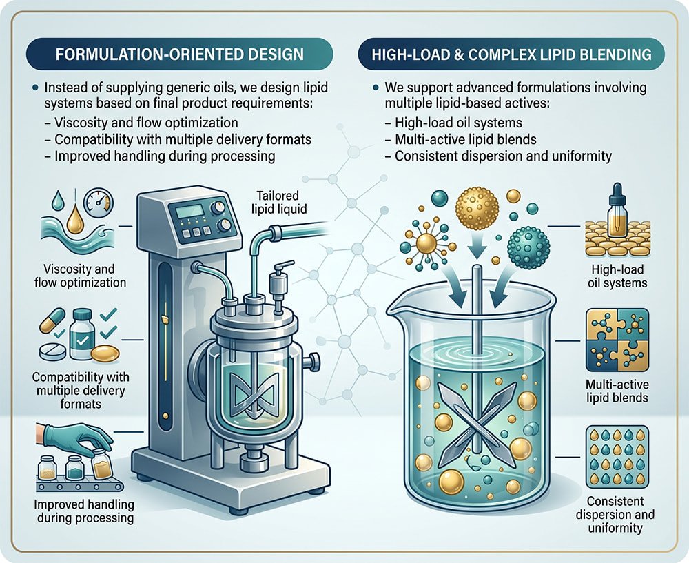 formulation-oriented design and high load complex lipid blending