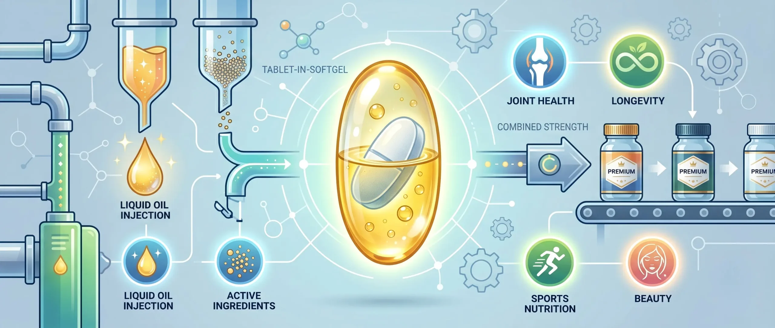 Tablet-in-Softgel Manufacturing for Advanced Supplement Formulations