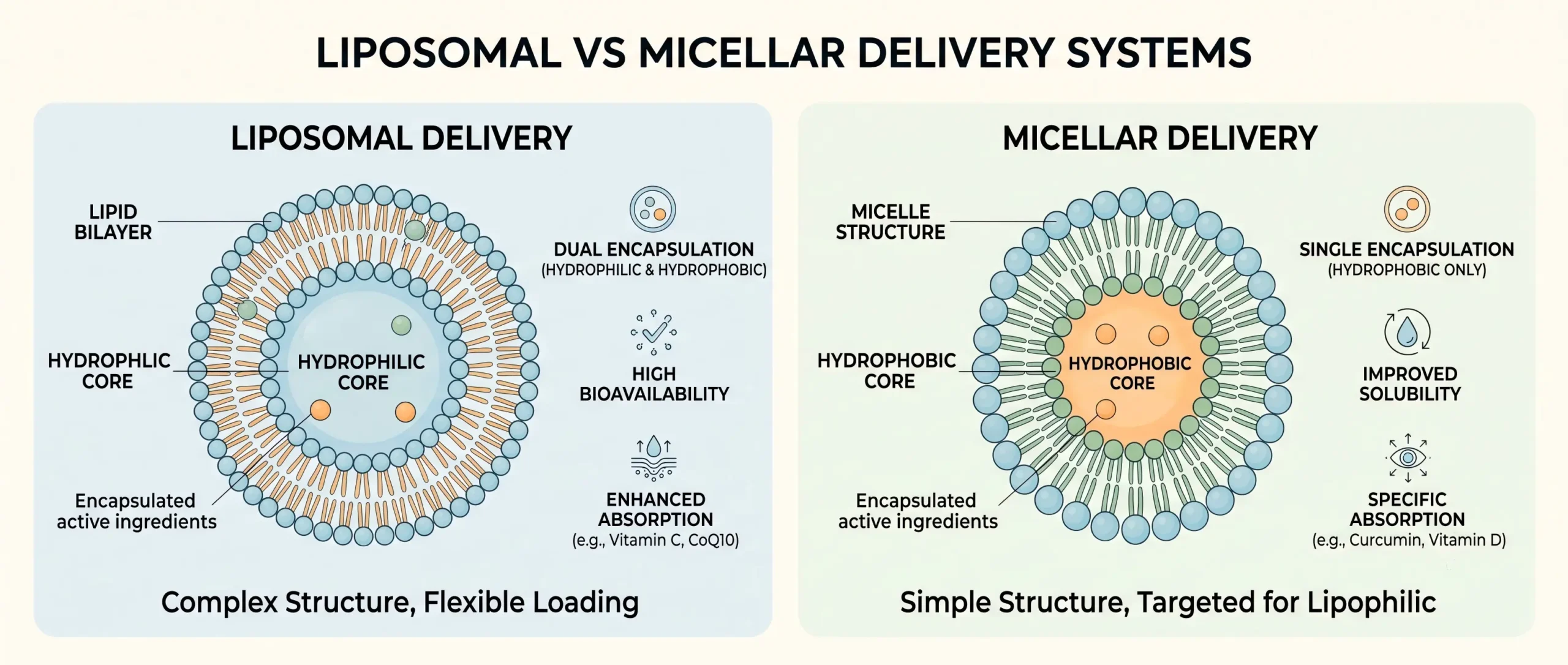 liposomal vs micellar delivery systems