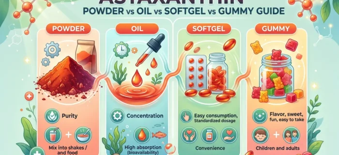 Astaxanthin Powder Oil Softgels Capsules or Gummies