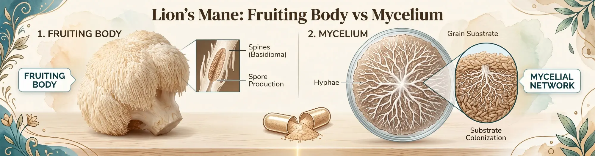 Lion's Mane Fruiting Body vs Mycelium