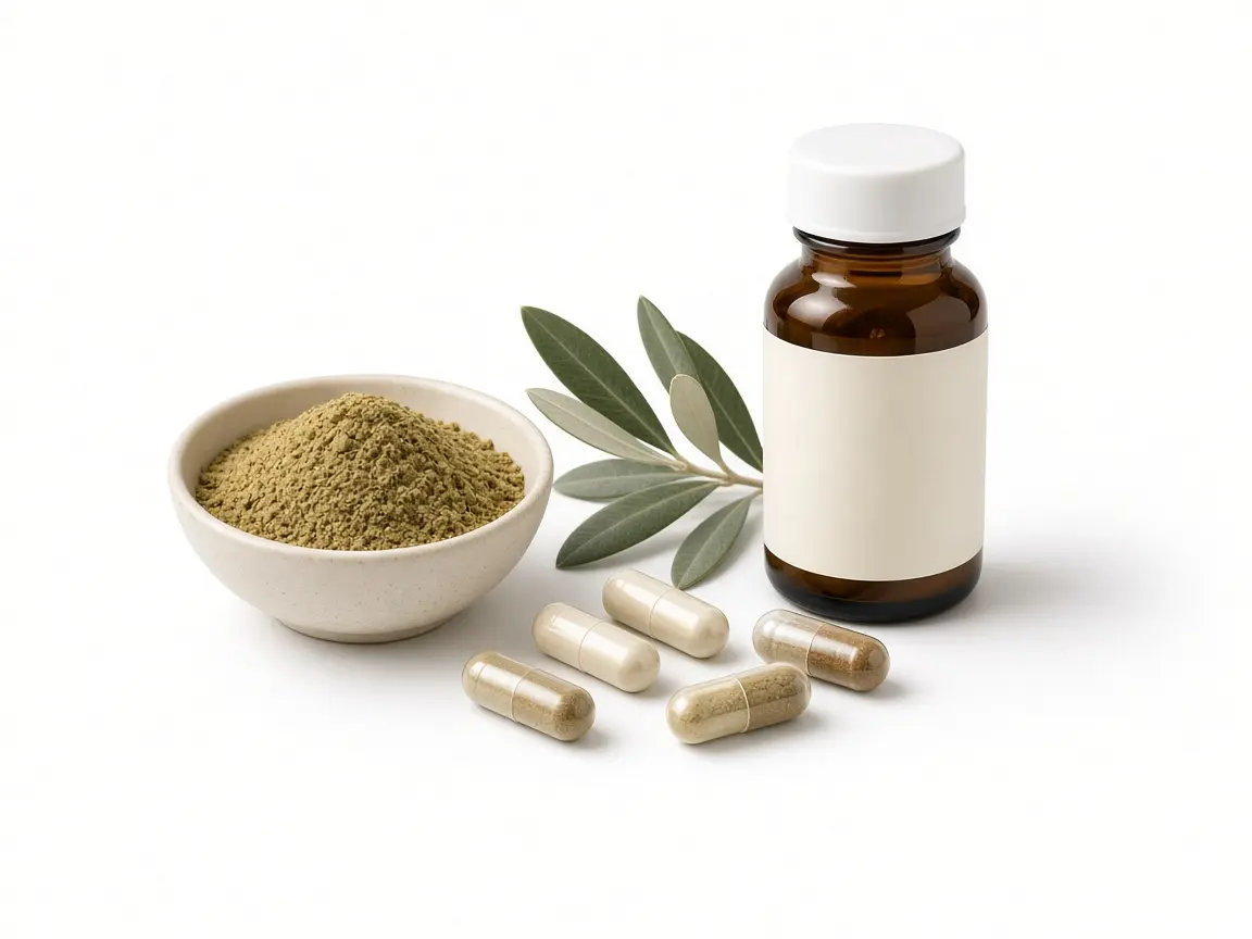 01-standardized-olive-leaf-extract-powder-beside-hard-capsules