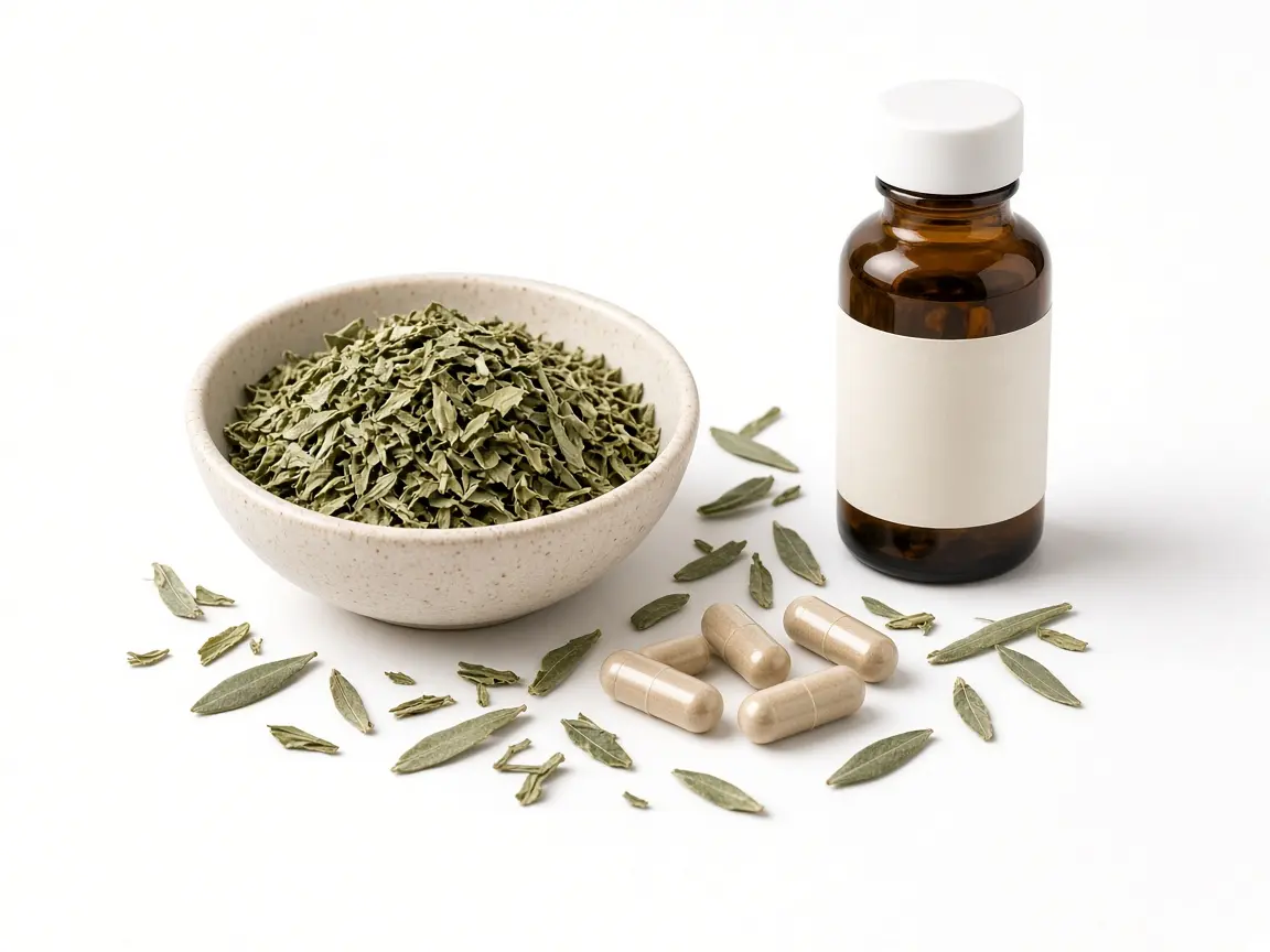 02-milled-whole-olive-leaf-beside-hard-capsules