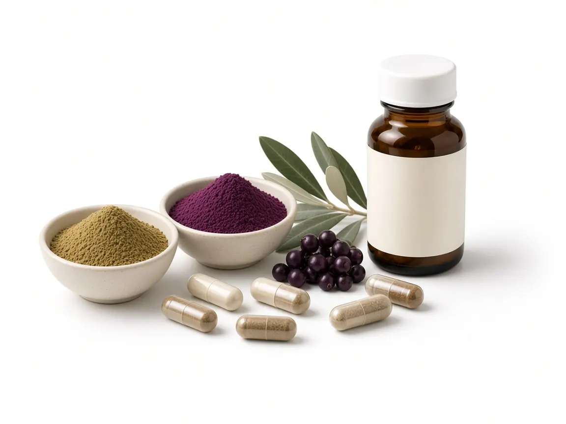 04-olive-leaf-extract-and-elderberry-beside-hard-capsules